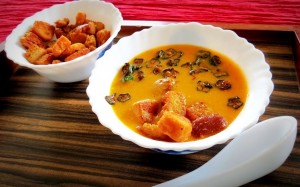 Cream of Chicken Tomato Soup with Fried Okra 