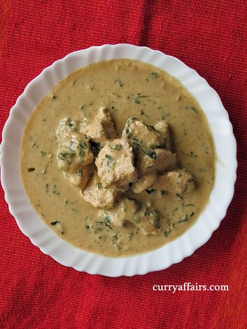 Methi Malai Chicken (Chicken in a cream based gravy with fenugreek leaves)